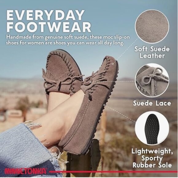 Minnetonka | Kilty Plus Moccasin Grey Suede | Size‎ 9 Women's - Picture 15 of 16